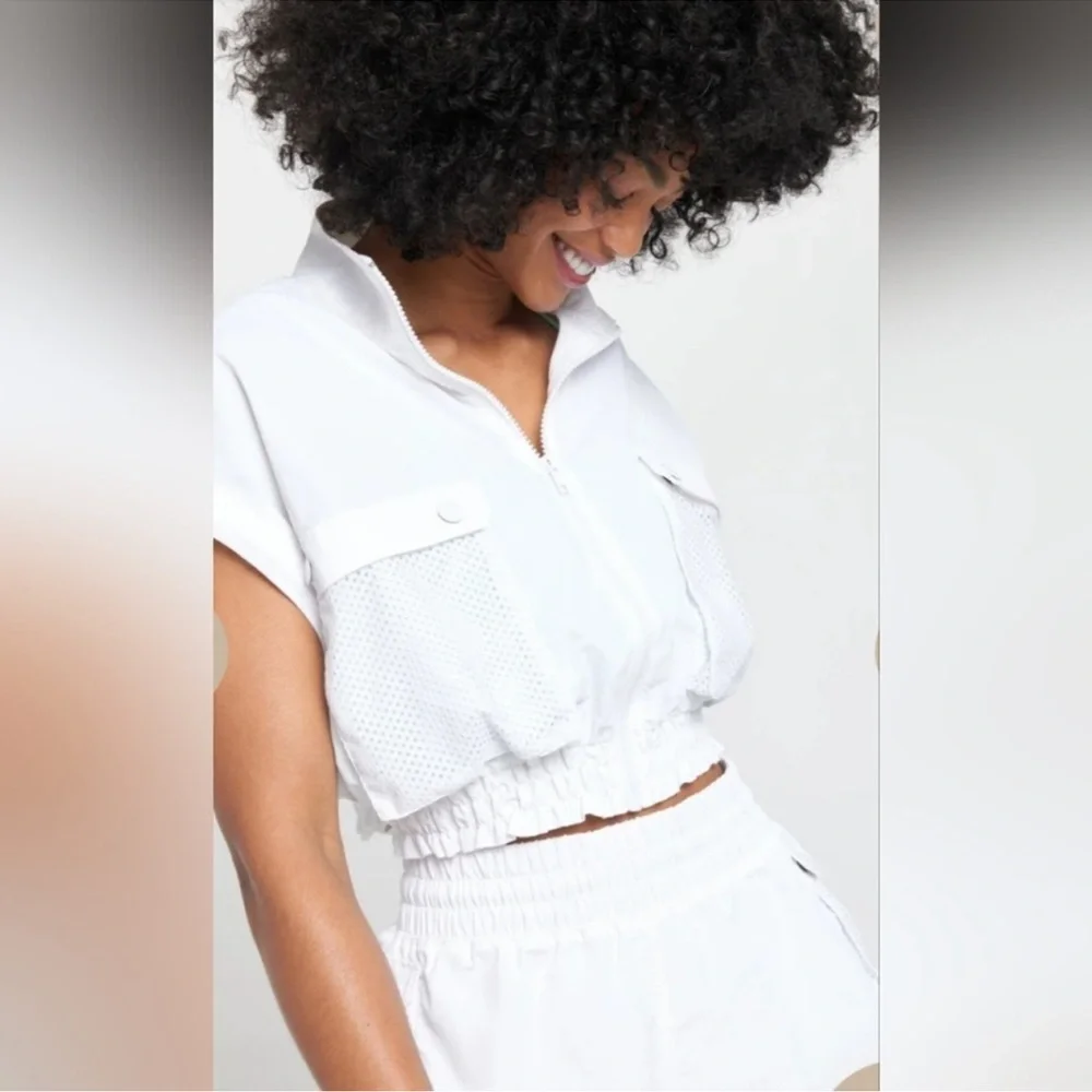 Spiritual Gangster White Cropped Windbreaker Jacket Size Small NWT - Picture 4 of 12